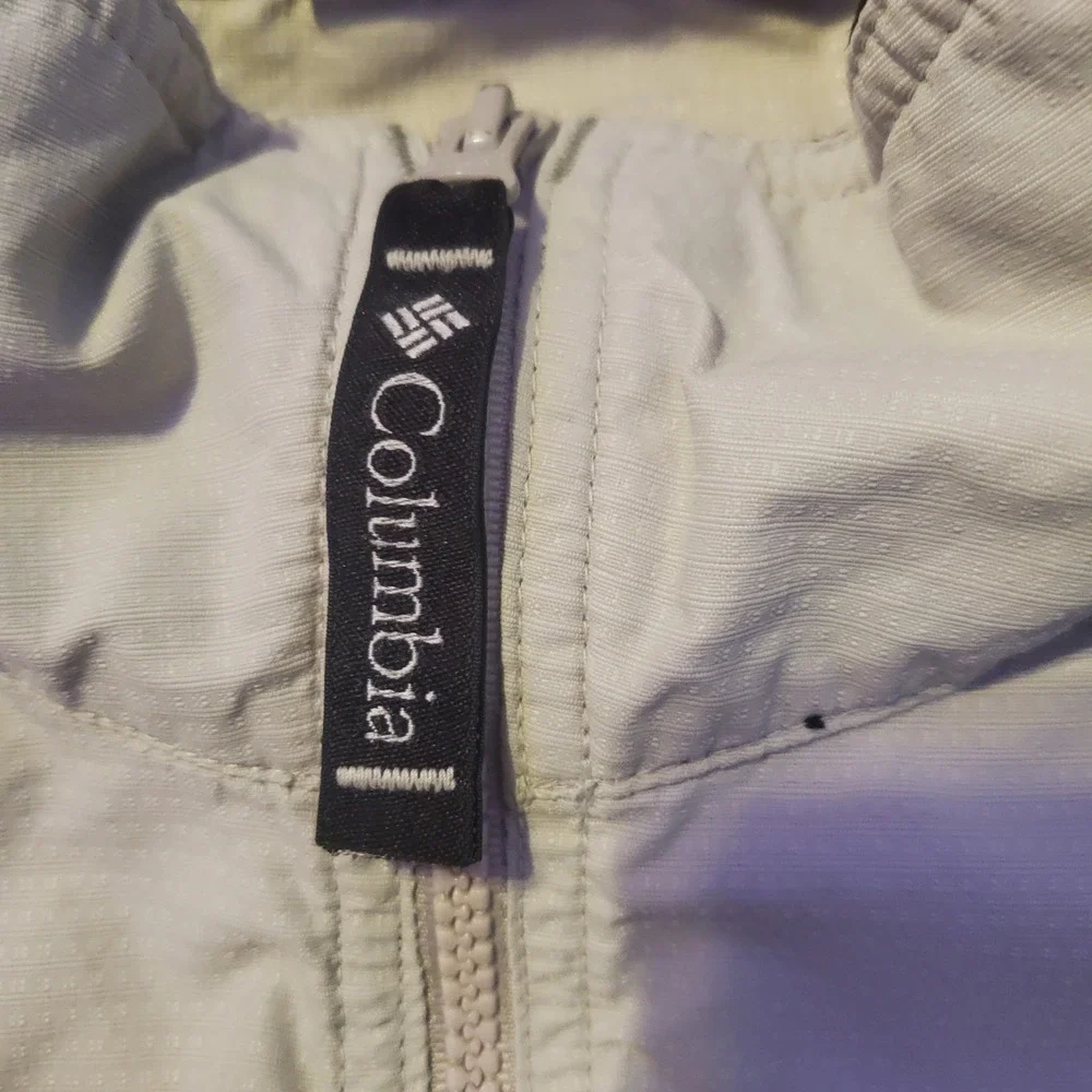 Columbia Mens Packable Windbreaker Jacket Grey Green Full Zip Large Mesh Lined